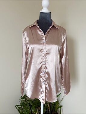 Fashion rose champagne blouse – Size Medium